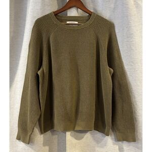 REI Cooperative Sweater Mens Large Green Knit  Gorpcore Waffle Thermal Co-op